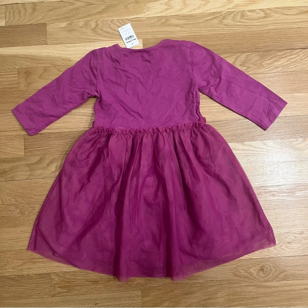 NWT Hanna Andersson Solid Long Sleeve Tulle Dress - Picture 3 of 3